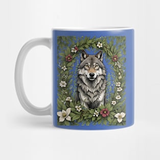 Minnesota Wolf Surrounded By Lady's Slipper Flowers 3 Mug